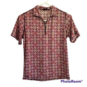 Kerrits Geometric Patterned Short Sleeve Zip Short Sleeve Riding Top Shirt SZ L